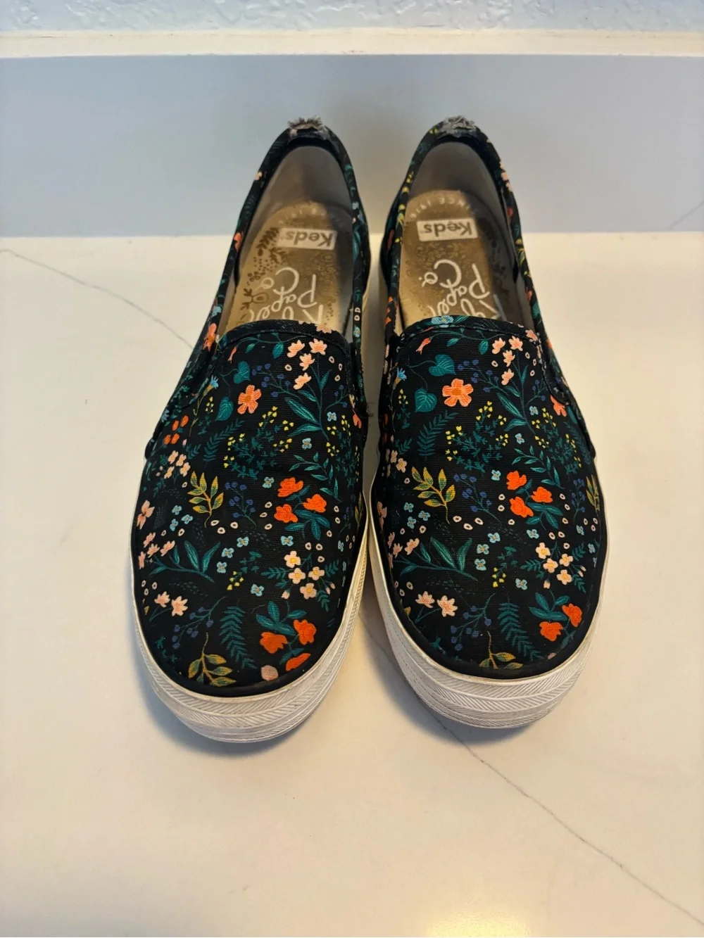 Keds X Rifle Paper Co Collab Womens Shoes Slip On Canvas Floral Casual Sz 9.5
